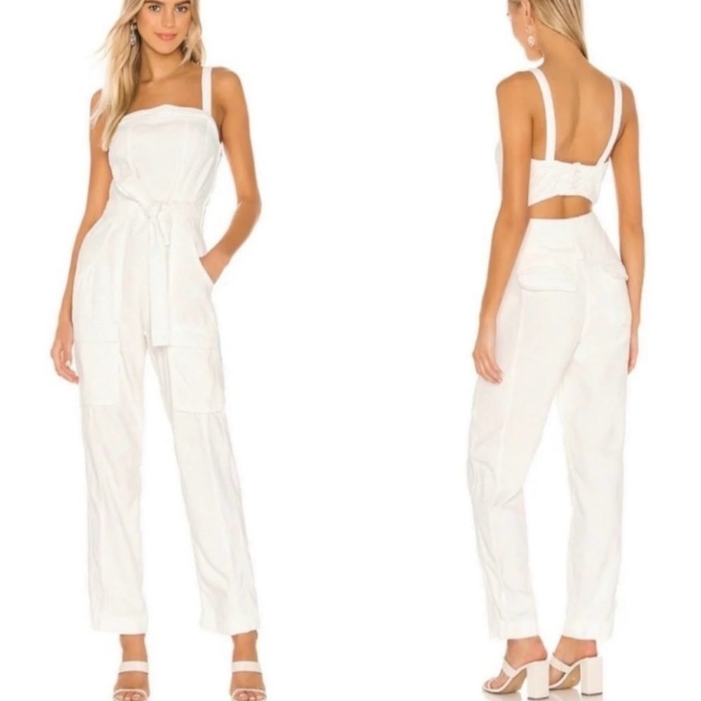 Free People White Strappy Back Jumpsuit